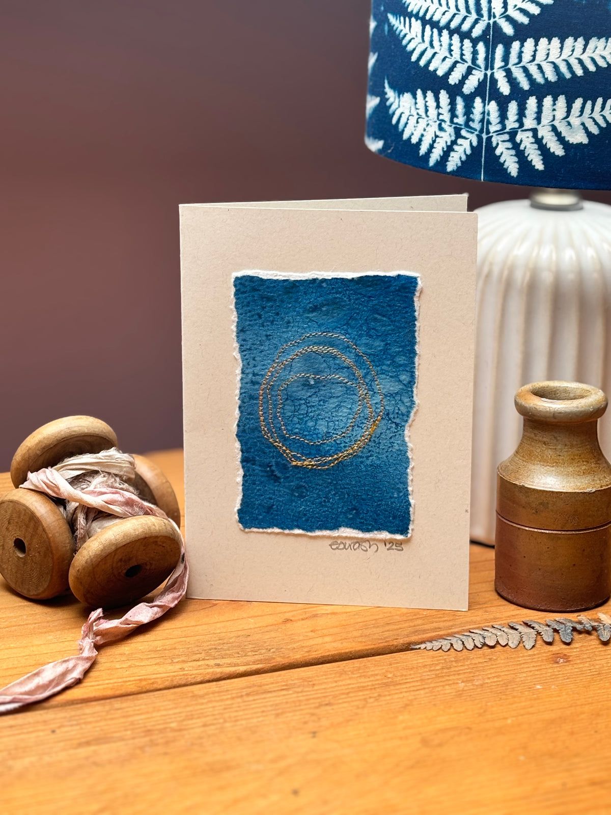 Mixed Media Cyanotype Blank Greeting Card
