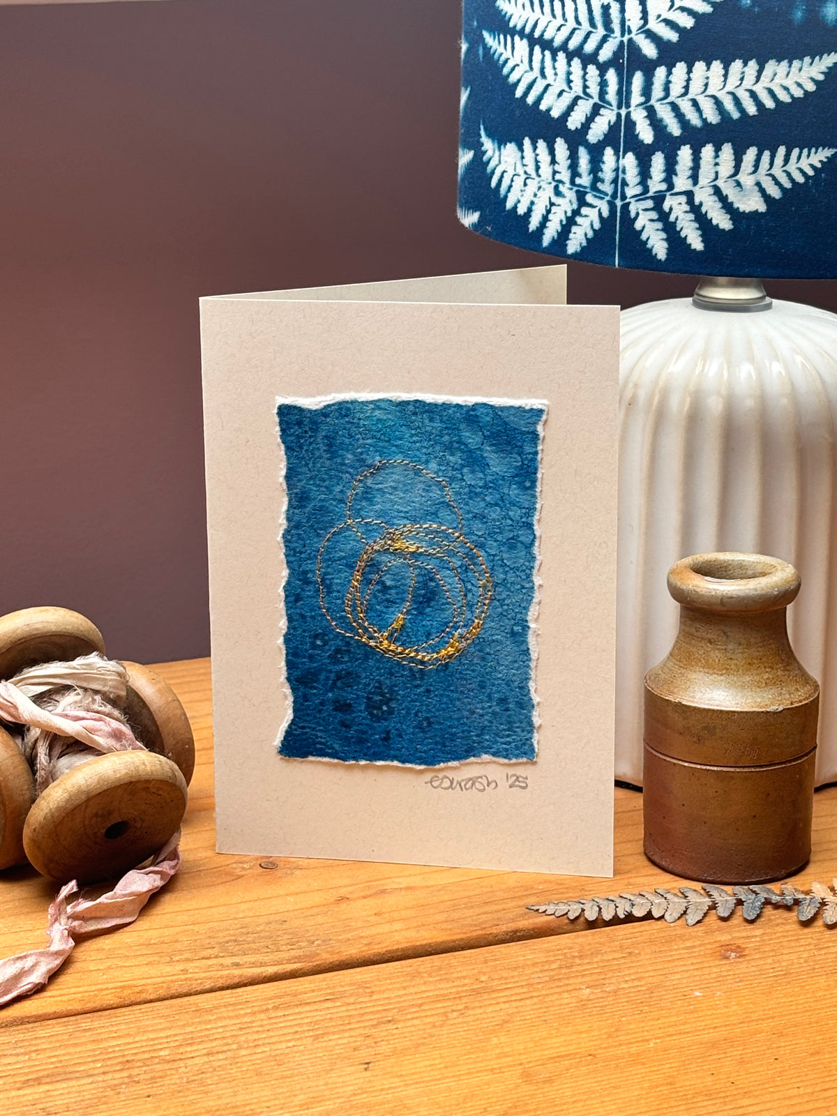 Mixed Media Cyanotype Blank Greeting Card