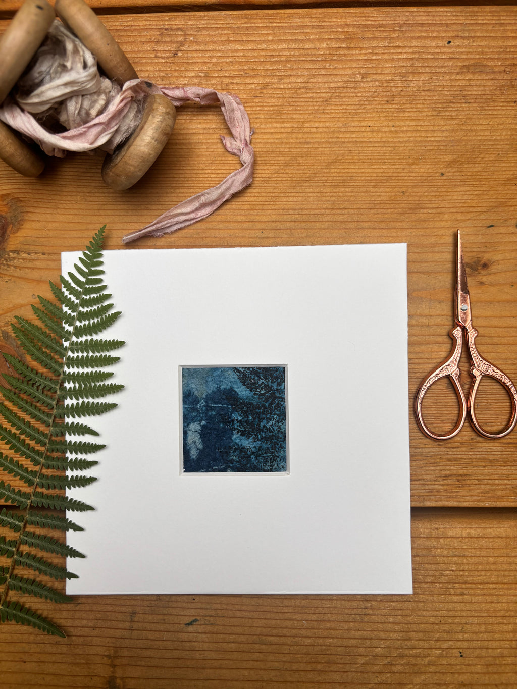 Woodland Echo - Mixed Media Cyanotype Mini Print