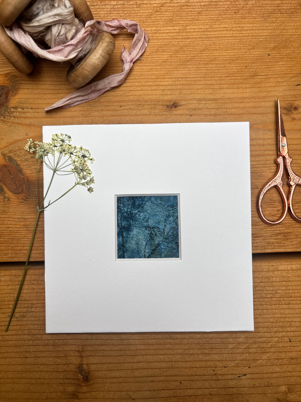 Meadow Imprint - Mixed Media Cyanotype Mini Print