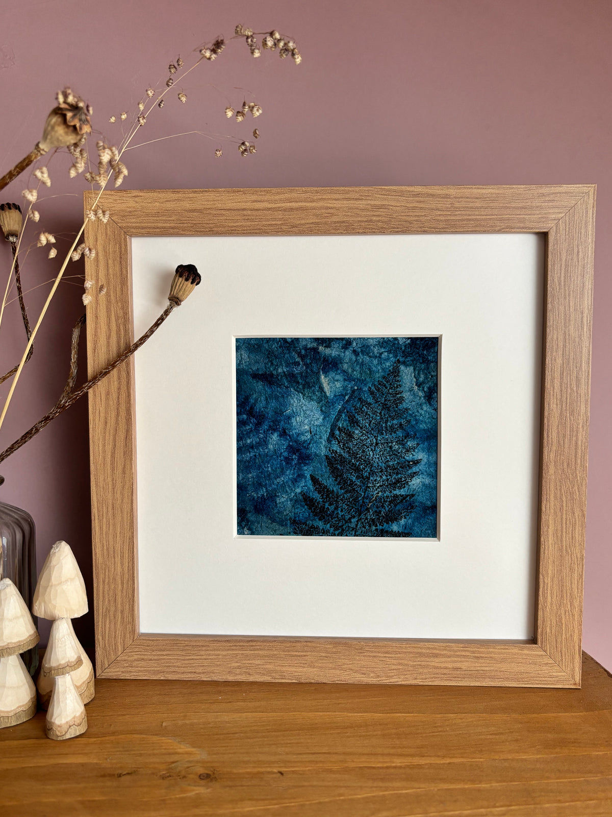 Woodland Imprint - Mixed Media Cyanotype Mini Print