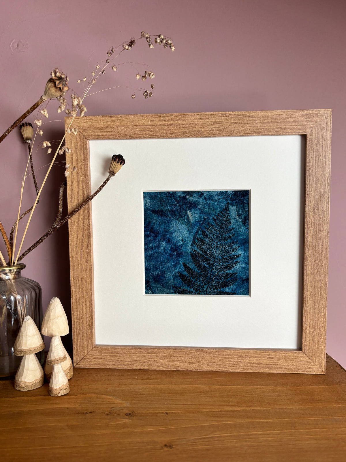 Woodland Imprint - Mixed Media Cyanotype Mini Print