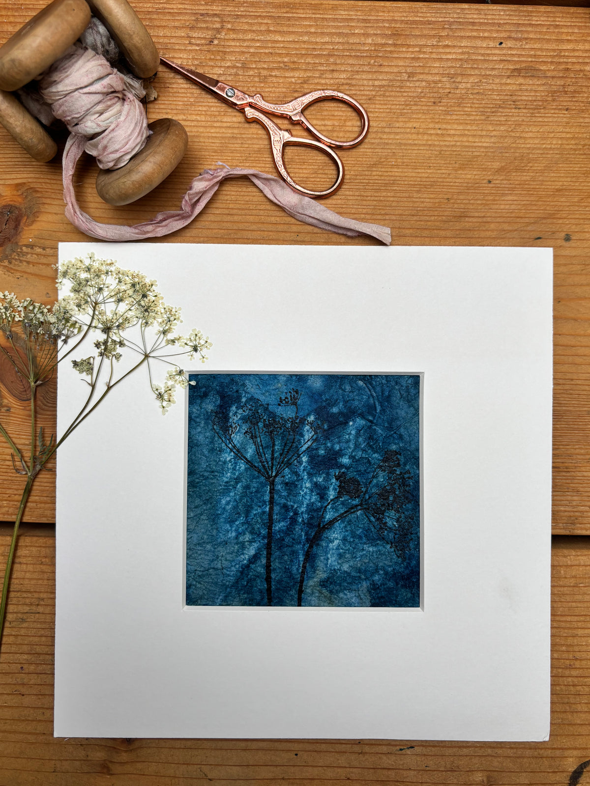 Meadow Impressions - Mixed Media Cyanotype Print