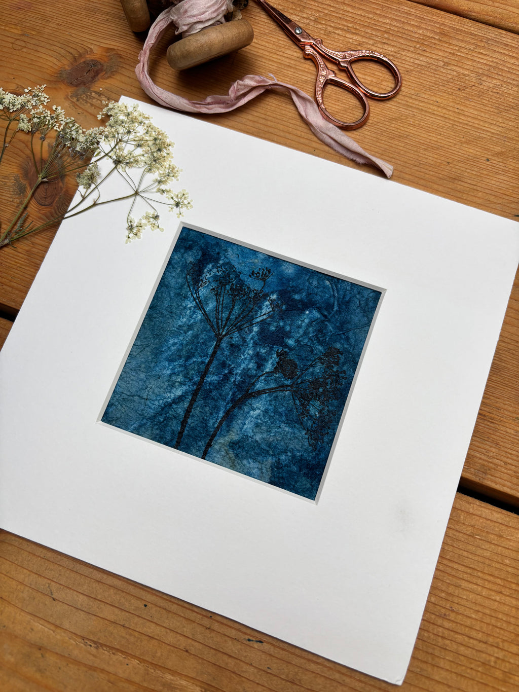 Meadow Impressions - Mixed Media Cyanotype Print