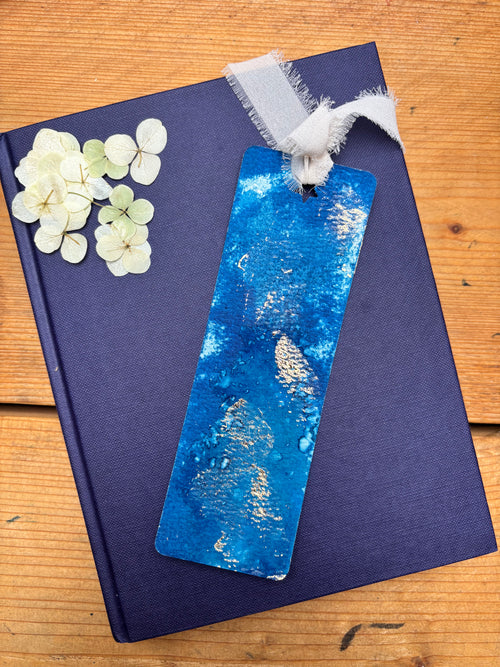 Abstract Cyanotype Bookmark